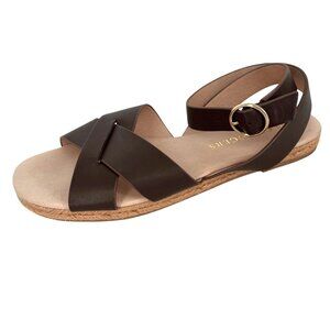 Jack Rogers Sloan Brown Leather Crisscross Espadrille Ankle Wrap Sandals Size 9